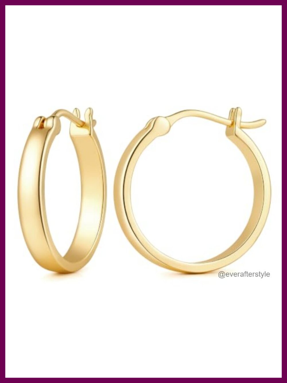 14K Gold Plated Flat Geometric Hoop Earrings for Women Lightweight Chic